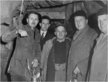 Pictured at the mines at Glendasan Mr O'Riordan, John Steel (Mine Captain), Mr Clarke, and Mr Tipping, 1951 | Graham Wynne