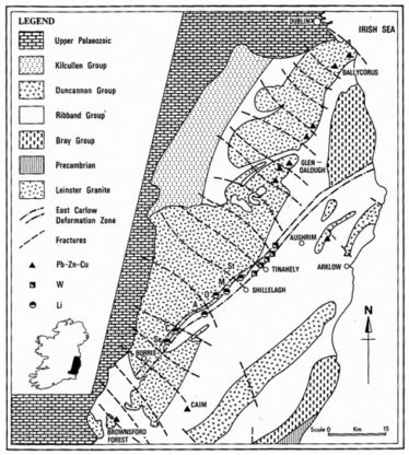 Simple geological location map of Wicklow showing mine sites | Martin Critchley