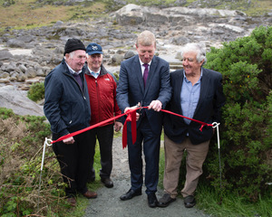 Deputy Pat Casey TD, cutting the ribbon on the Miners' Way at Glendasan with former miners Sean O'Brien, Robbie Carter and John Byrne Deputy Pat Casey TD, cutting the ribbon on the Miners' Way at Glendasan with former miners Sean O'Brien, Robert Carter and John Byrne | Joe Haughton