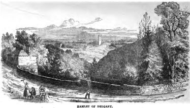 Hamlet of Delgany | From How to spend a month in Ireland, and what it will cost, Sir Patrick Roney Cusack, Chatto and Windus Publishers, 1874, page 20.