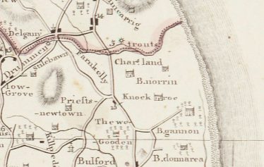 Map showing Charlesland House, map by Arthur R. Neville, approximately 1800, | Map from Trinity College Dublin digital Collection,https://digitalcollections.tcd.ie/concern/works/4f16c456j 