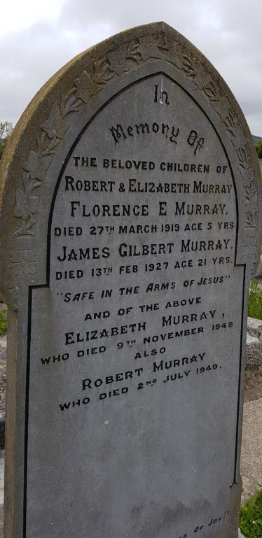 Headstone of Florence Murray (5), one of the child victims of influenza, Old Redford Graveyard, Greystones. | Courtesy of Rosemary Raughter