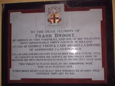 Commemorative tablet in the church. Presented by Frank Brooke’s widow. | Photo: Jerry Cassidy