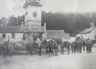 A cavalry patrol in the village of Enniskerry in Co. Wicklow. | Photo: By kind premission of National Library of Ireland - Irish Life magazine, 28 May 1920 - https://www.rte.ie/centuryireland/index.php/articles/flying-columns-of-british-soldiers-sent-to-quash-irelands-veiled-rebellion. Full collection available at the National Library of Ireland.