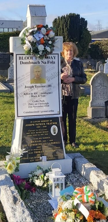 Maura Murphy Gibson at Joseph Traynor Grave. | Photo: Maura Murphy Gibson