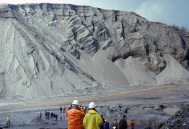 Sand and gravel delta at an input to Glacial Lake Blessington. The ice front lay to the right (west) the lake to the left (east). Doran's Pit, Blessington (1979).