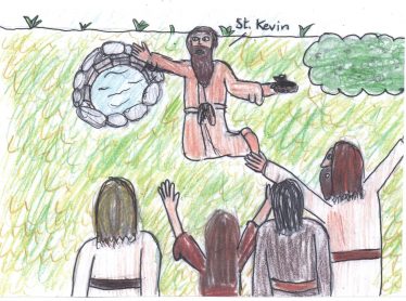 St Kevin at his well | By The Pupils Of Brittas Bay School 2014