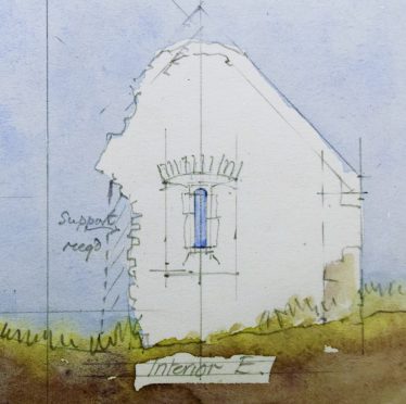 East Interior Elevation - Leask 1925 | Original Drawing: H. G. Leask,  Photo: Medieval Bray Project