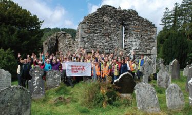 Fig. 8—Community volunteers participating in a graveyard survey facilitated by Glendalough Heritage Forum and UCD staff and students celebrating Heritage Week 2015 at the Cathedral. | Courtesy of Glendalough Heritage Froum and Wordwell Publishing